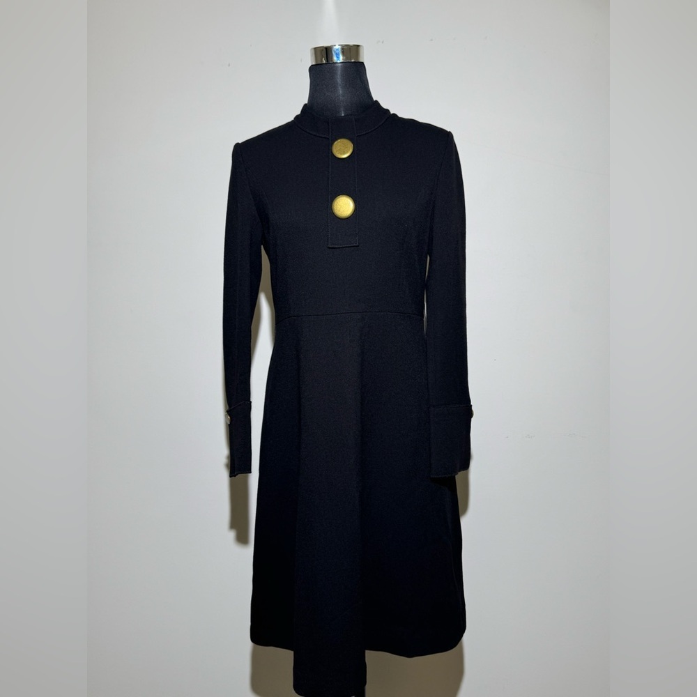Umisky Black Long Sleeve Midi Dress Gold Button Detail Size Small
